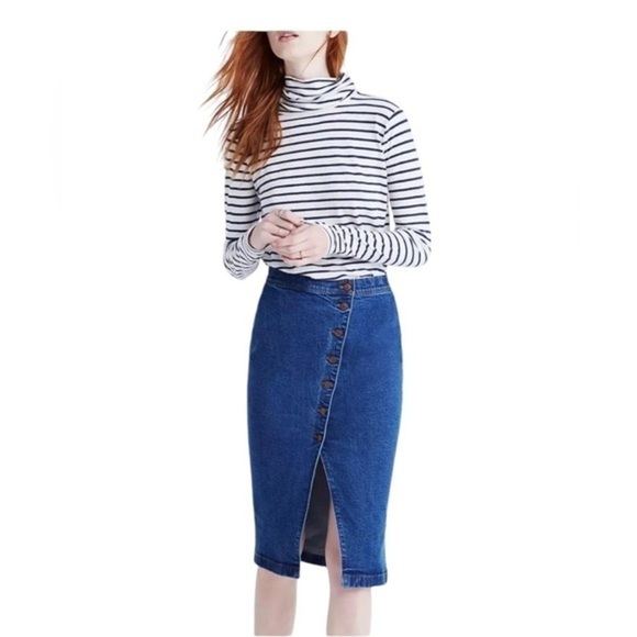 Madewell Asymmetrical Button Jean Skirt 26 - Picture 1 of 8